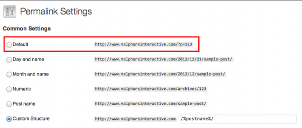 Default WordPress Permalink Structure