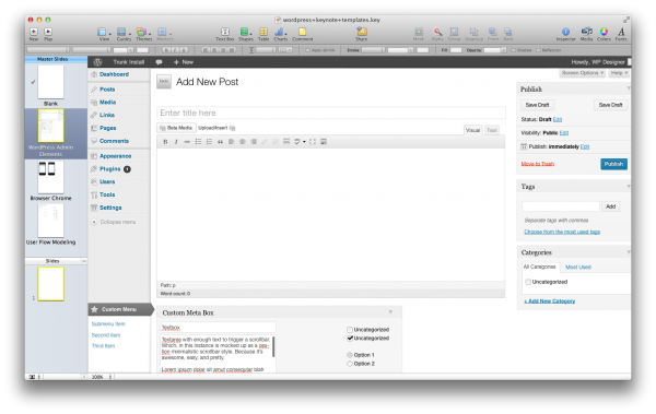 wordpress keynote template admin panel