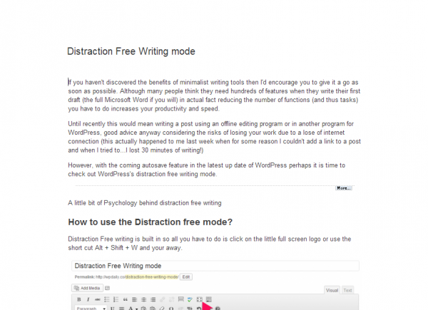 Distraction Free Writing Mode in full screen