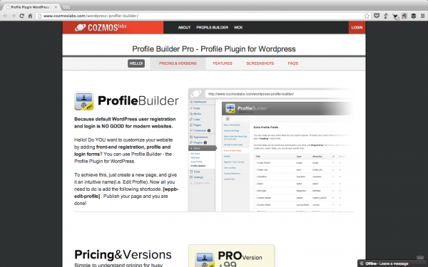 Profile Builder homepage