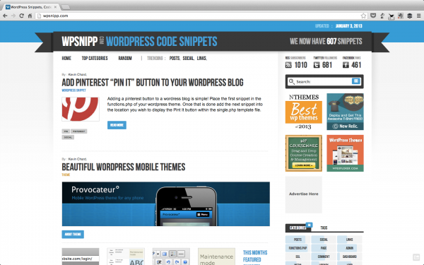 Code snippets for every area of WordPress.