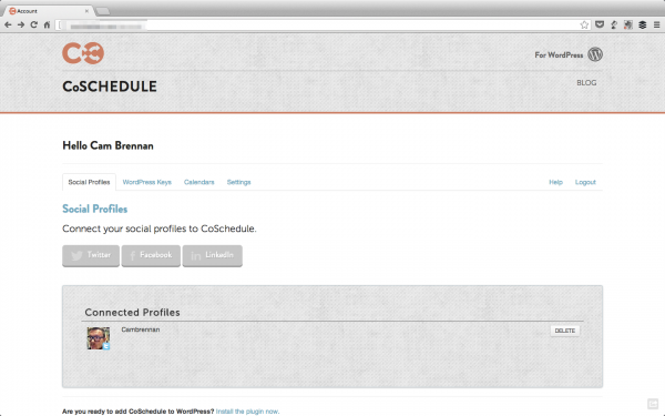 Account homepage.