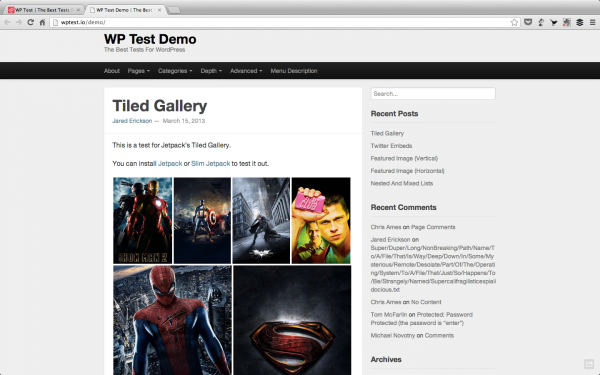 Check out the demo to see all the WP Test has to offer.