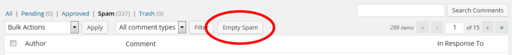 Delete WordPress Spam Comments